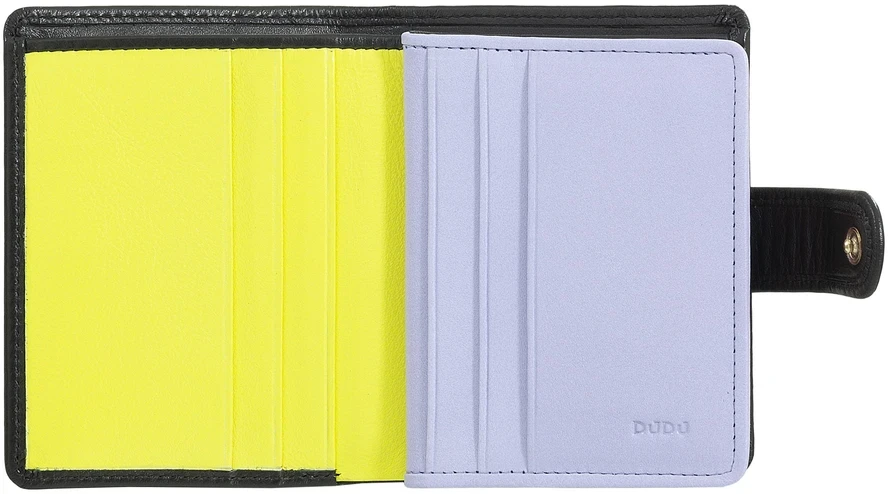 DUDU Portfel damski Colorful Bilbao – skóra naturalna, RFID, zamek, banknoty, zapięcie na zatrzask