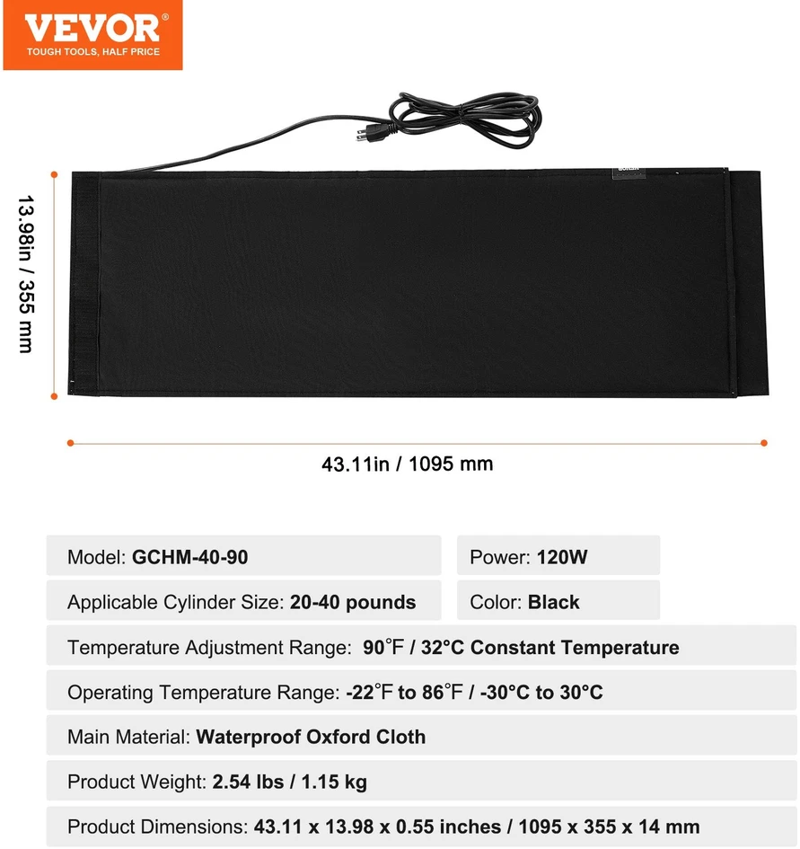VEVOR Izoliuotas dujų baliono šildytuvas 120W
