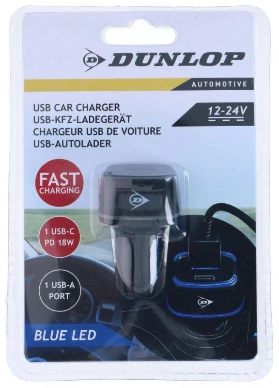 Dunlop Automobilinė įkroviklis su USB A ir C