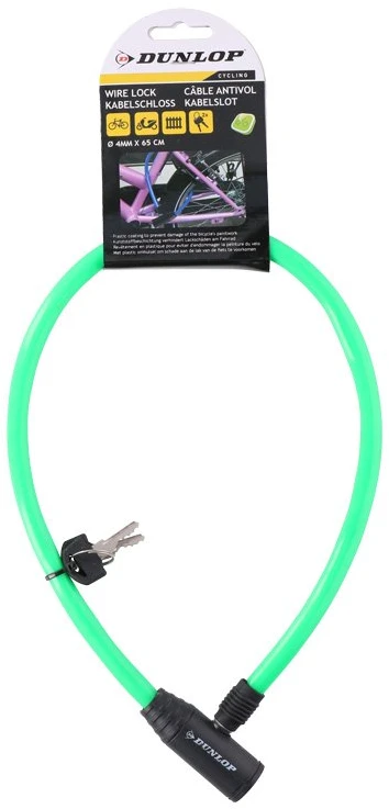 Dunlop - Cable, anti-theft bicycle lock (žalias)