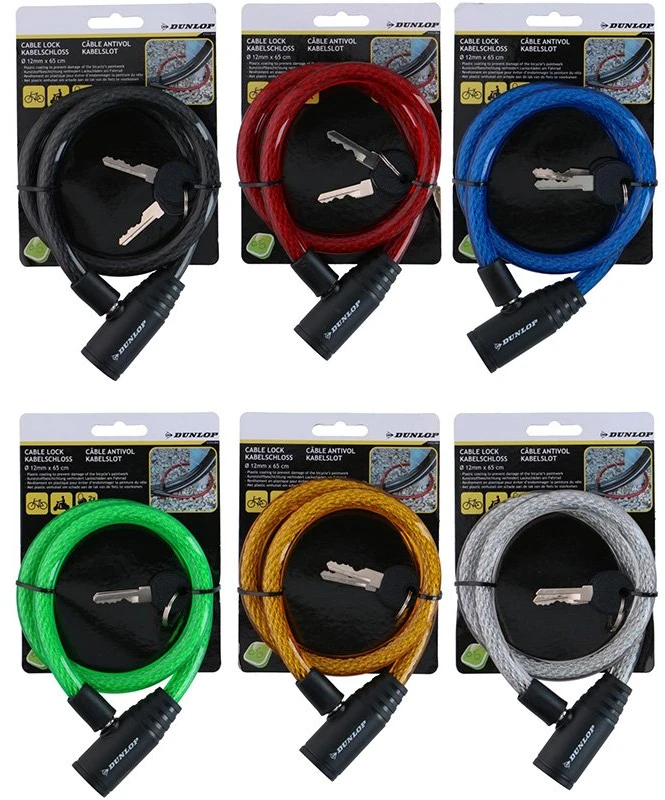 Dunlop spiralinė dviračio spyna, 65 cm, raudona