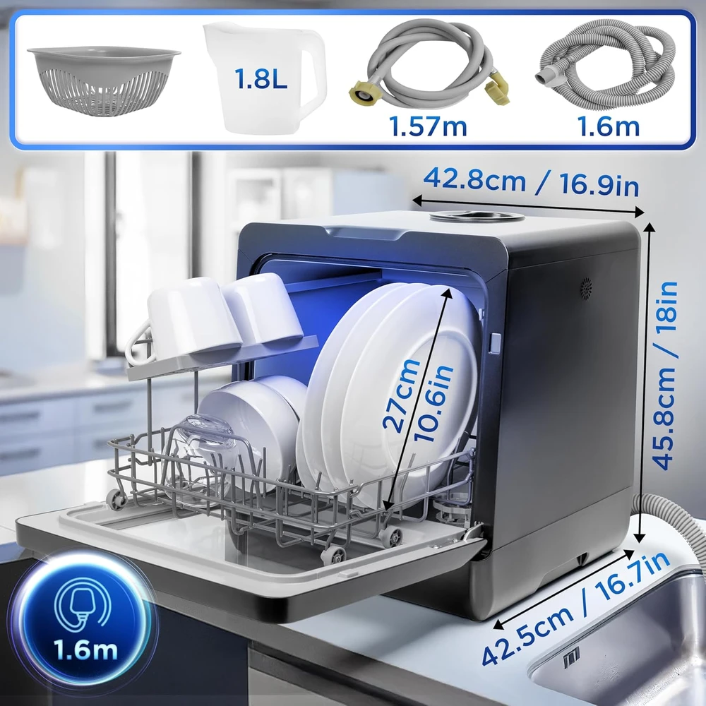 Duronic kompaktiška stalinė indaplovė 950 W, 5 l/ciklui, juoda, DW5 BK