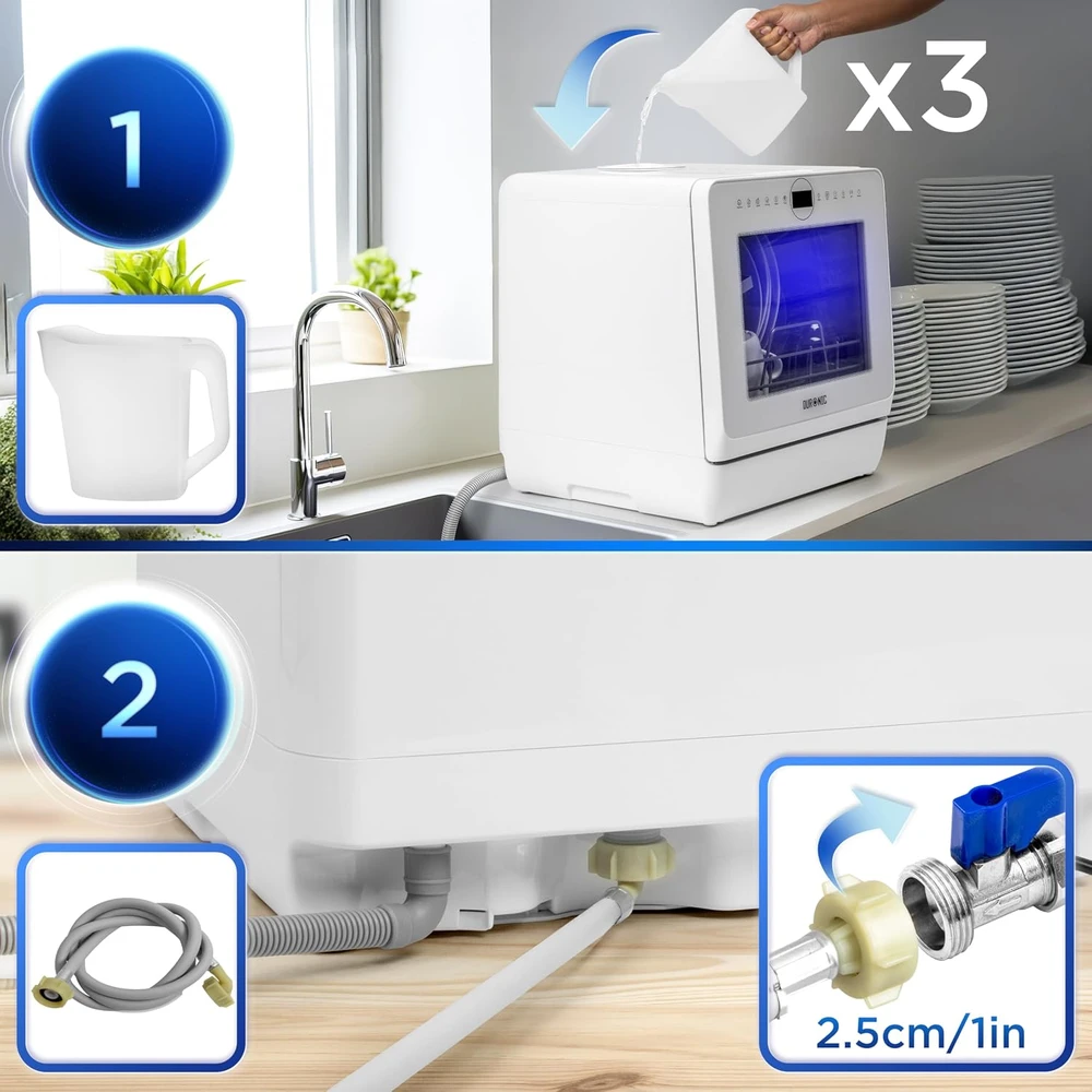 Duronic stalviršinė indaplovė 950 W, 5 l vandens ciklui, balta, DW5 WE