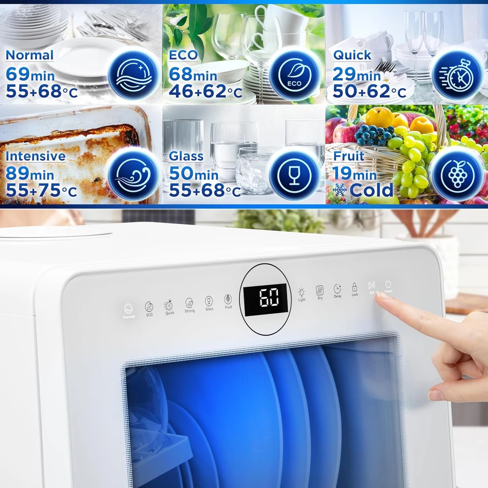 Duronic stalviršinė indaplovė 950 W, 5 l vandens ciklui, balta, DW5 WE
