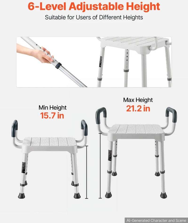 Dušo kėdė VEVOR FBL650438, 181 kg keliamoji galia