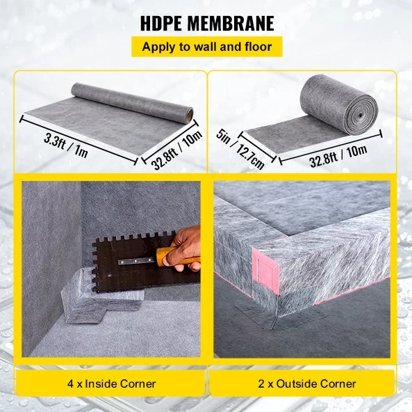 VEVOR Dušo hidroizoliacinis komplektas 965x1524 mm su nutekėjimo anga