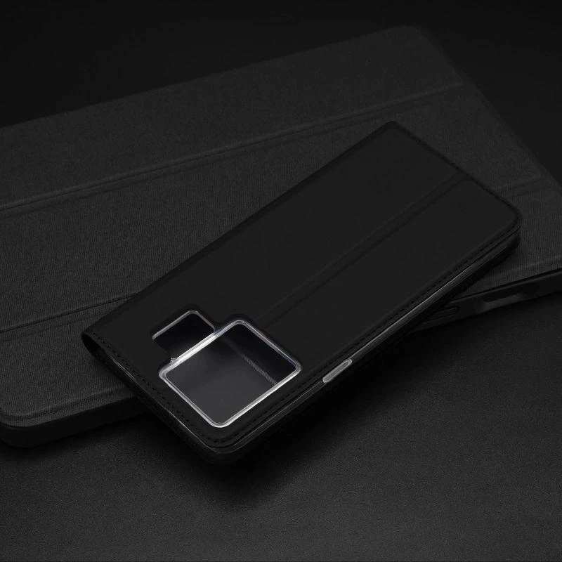 Dux Ducis Skin Pro Realme GT Neo 5 / Realme GT3 atverčiamas Card Wallet su stoveliu dėklas telefonui juodos spalvos