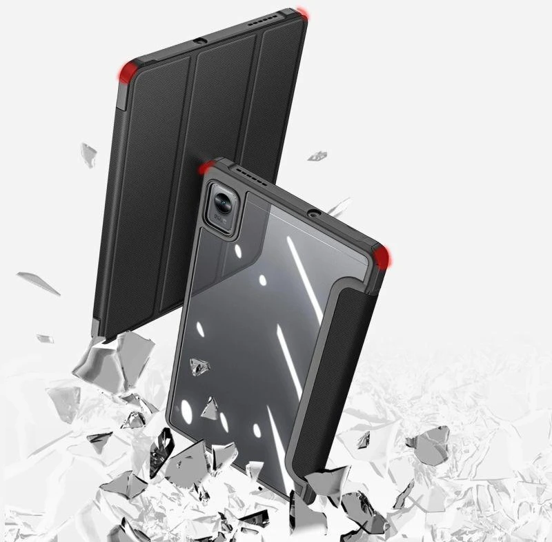 Dux Ducis Toby Armored Flip Smart dėklas planšetiniam kompiuteriui Realme Pad Mini juodos spalvos