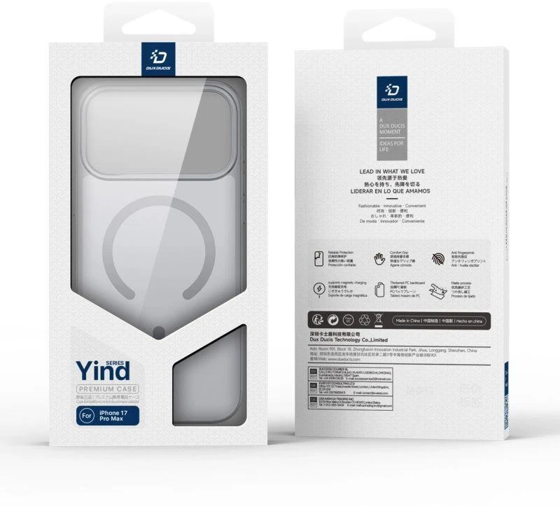 Dux Ducis Yind dėklas iPhone 17 Pro Max telefonui, suderinamas su MagSafe – pilkas