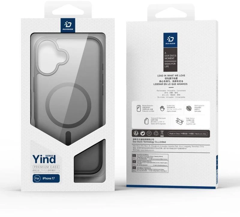 Dux Ducis Yind „iPhone 17“ dėklas, suderinamas su „MagSafe“ – juodas