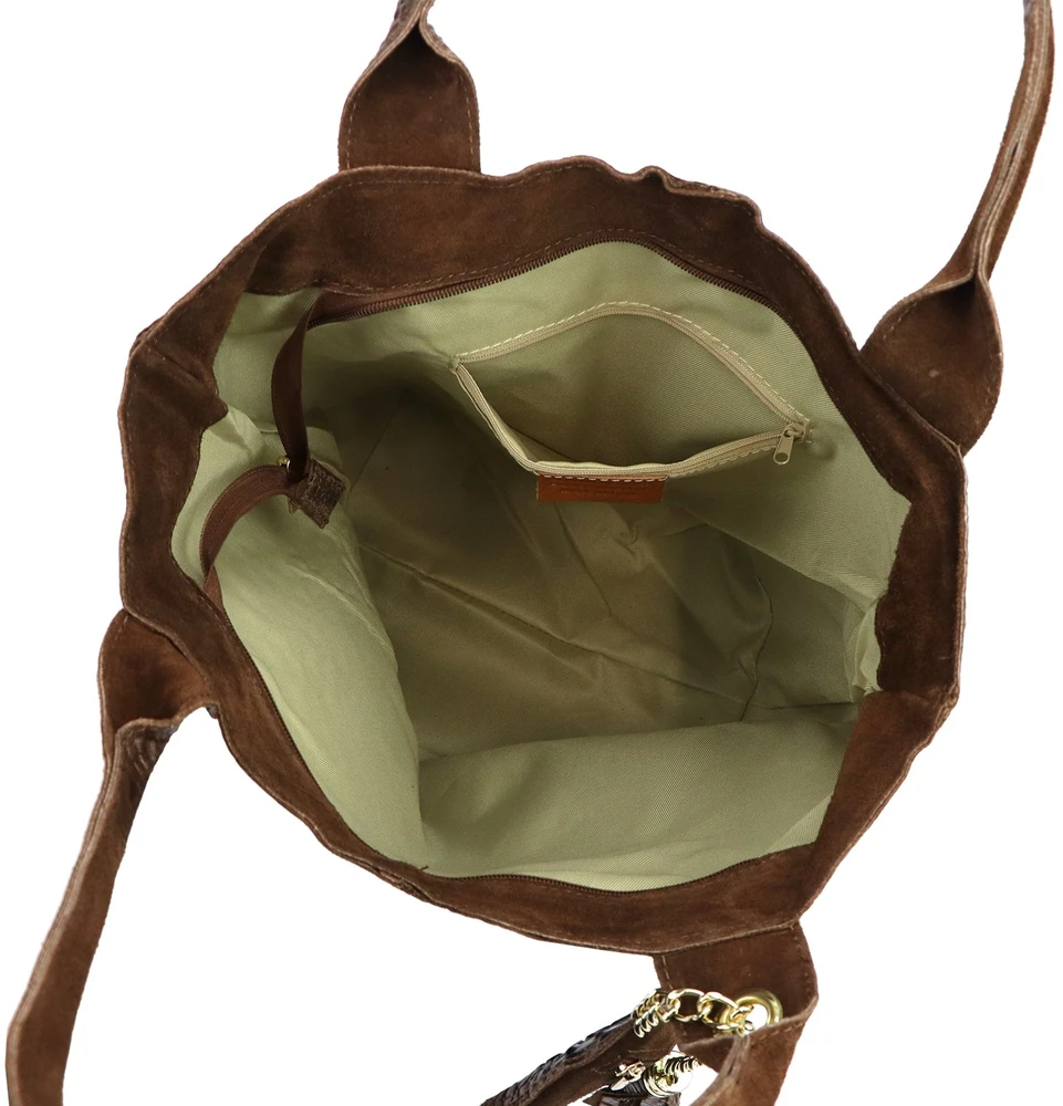 Duża skórzana shopperka Luka 26-026 CROCO A4 su chwostem