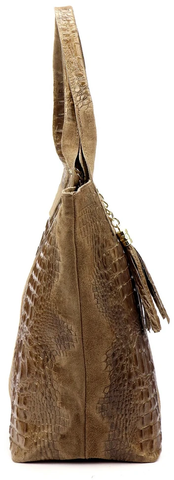 Duża skórzana shopperka Luka 26-026 CROCO A4 su chwostem