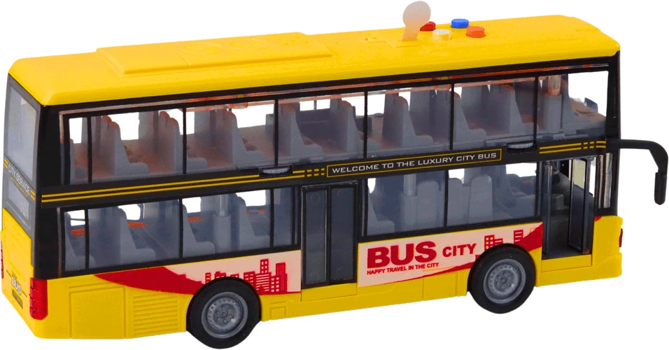 Lean Toys Geltonas dviaukštis autobusas 1:16