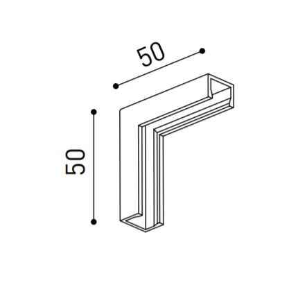 Dviejų plokštumų magnetinių bėgelių 90º kampinis sujungimas MINIMAL TRACK 24V, juodas