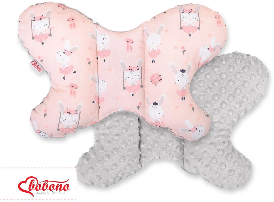 Dviejų pusių amortizuojantis pagalvėlė Butterfly“ – rožinė/pilka