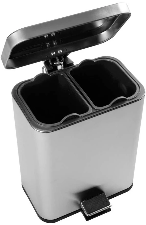 Dviejų skyrių šiukšliadėžė Beldray, 5 l, nerūdijančio plieno apdaila