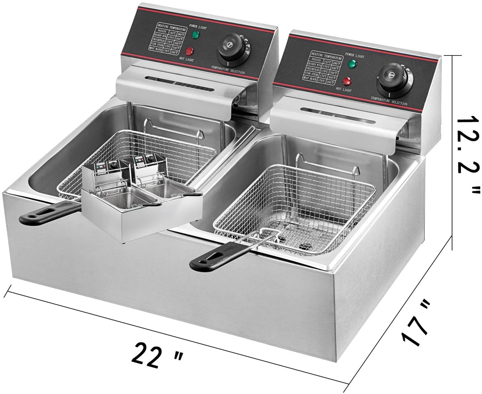 VEVOR Elektrinė 12L gruzdintuvė su dviem krepšeliais