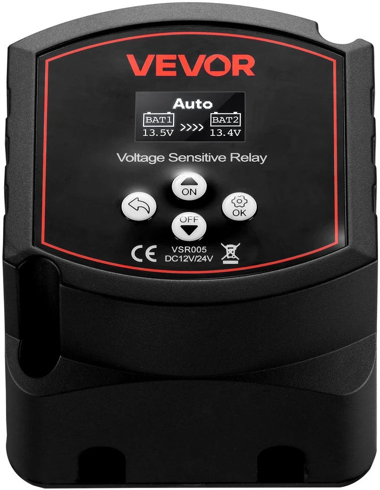 VEVOR Dvigubas baterijų izoliatorius su LCD ekranu