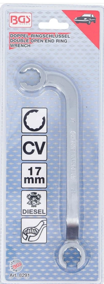 DVIGUBAS ATVIRO TIPO ŽIEDINIS RAKTAS | DYZELINIŲ VARIKLIŲ PURKŠTUKŲ VAMZDELIAMS | 17 MM (8291)