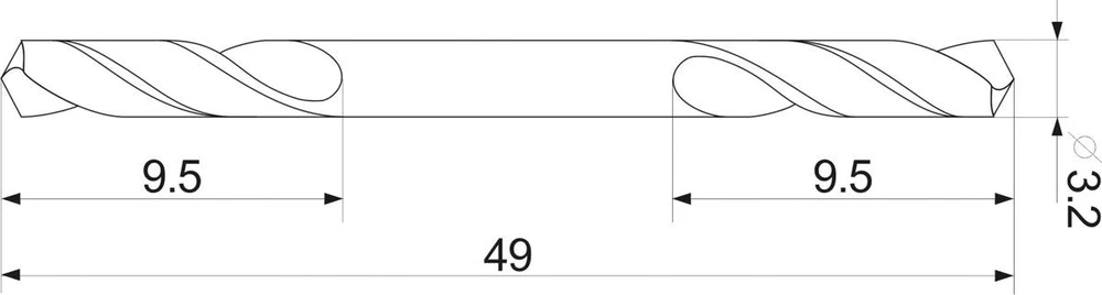 Yato Dvigubas metalinis spiralinis grąžtas, 3,2 mm (YT-40011)