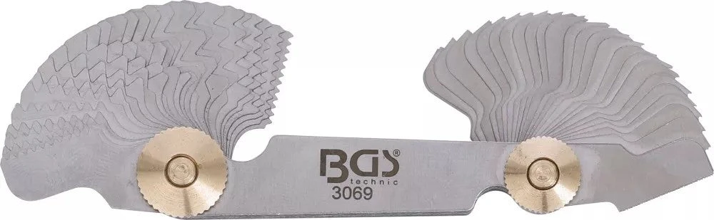 Dvigubas sriegio žingsnio matuoklis, 52 mentelės | metrinis 0,25–6,0 mm, Whitworth 4G–62G (3069)