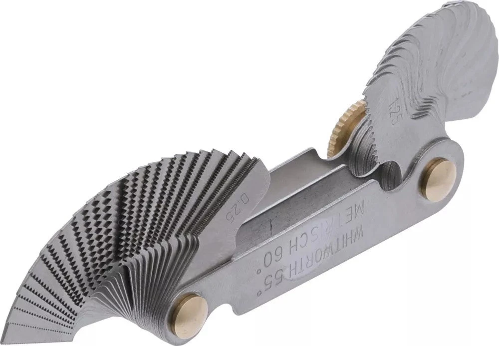 Dvigubas sriegio žingsnio matuoklis, 52 mentelės | metrinis 0,25–6,0 mm, Whitworth 4G–62G (3069)