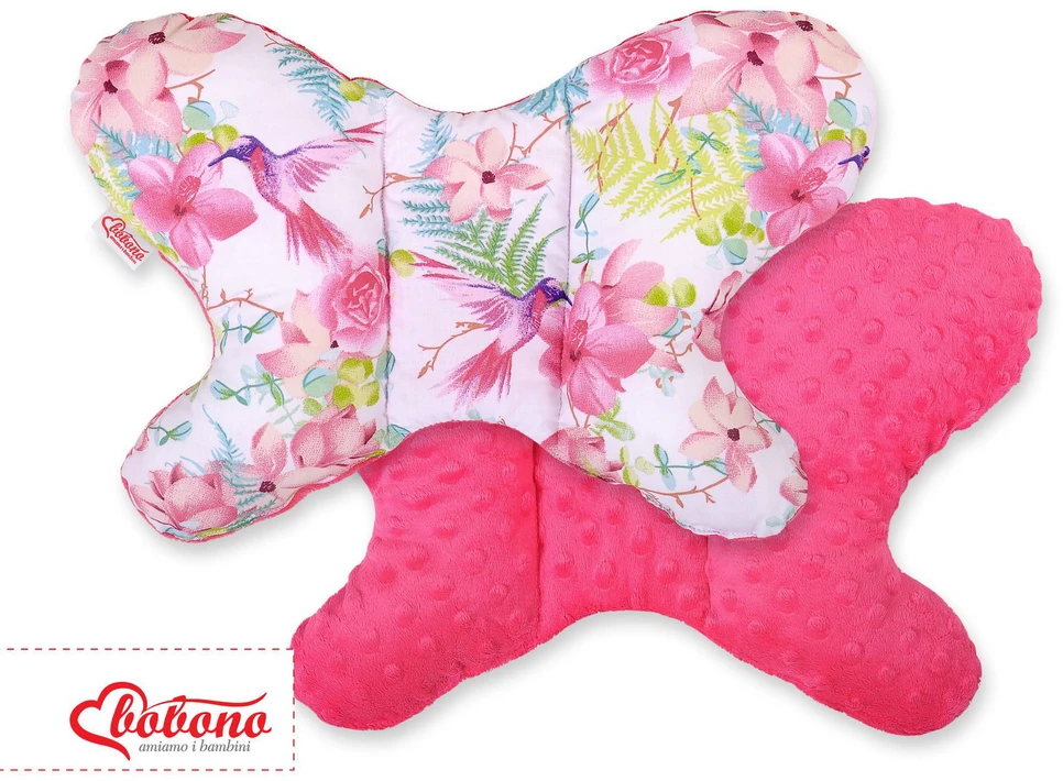 Dvipusė amortizuojanti pagalvėlė Butterfly“ – kolibriai ir gėlės rožinė