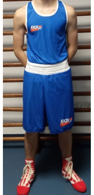 Dvipusis bokso aprangos komplektas BOXFIT, mėlynas ir raudonas