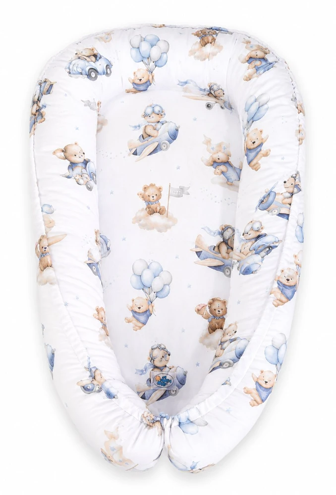 Dvipusis kūdikio lizdelis-kokonas My Sweet Baby Mėlyna Sky Bears