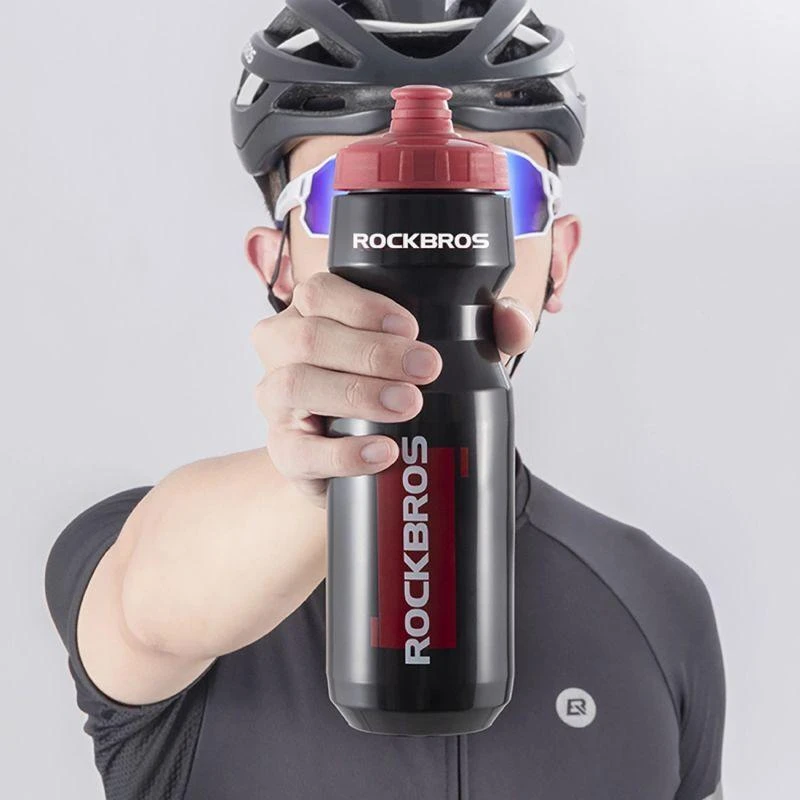 Gertuvė Rockbros 750 ml Bike Bottle - Transparent Juodas with Raudona Mouthpiece