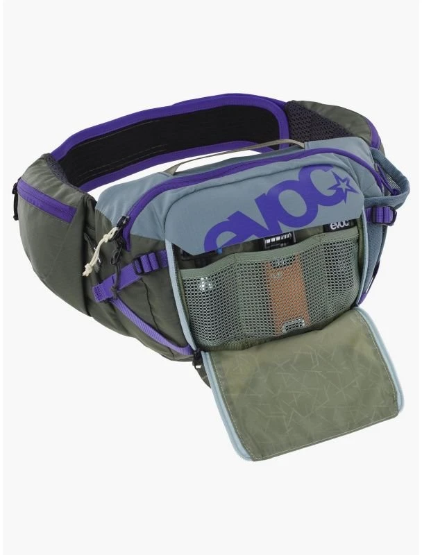 Dviračio juosmens rankinė EVOC Hip Pack Pro 3, 3 l, plieno/violetinė/tamsiai alyvuogių