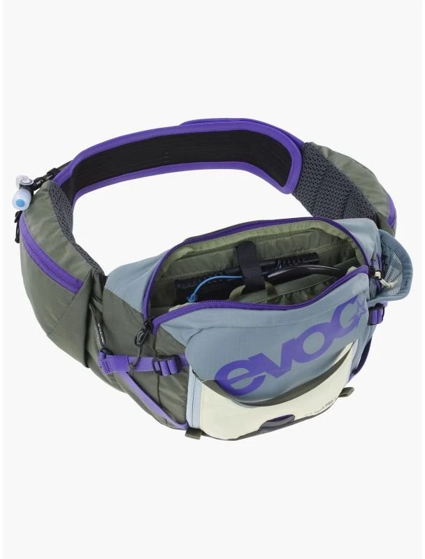 Dviračio juosmens rankinė EVOC Hip Pack Pro 3, 3 l, plieno/violetinė/tamsiai alyvuogių