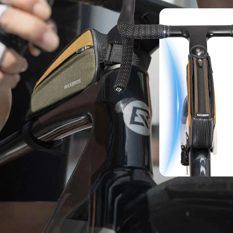 Rockbros 088 Top Tube Bike Bag 0.25L - Žalias and Oranžinis