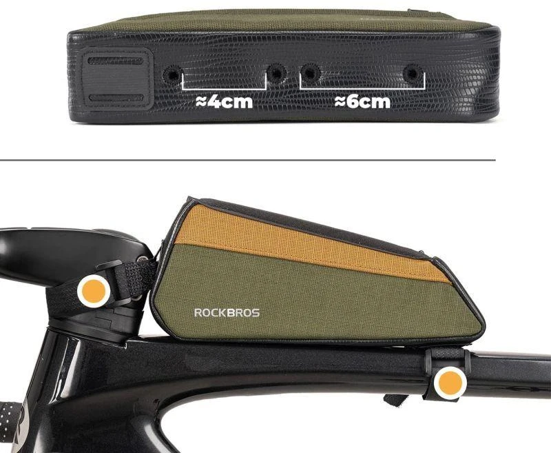 Rockbros 088 Top Tube Bike Bag 0.25L - Žalias and Oranžinis