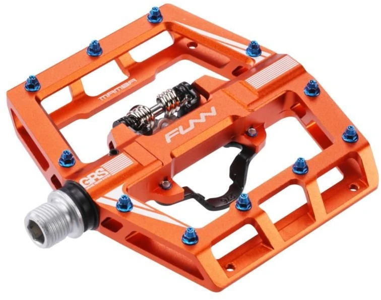 Dviračio pedalai su vienpusiu SPD mechanizmu Funn Mamba, oranžiniai