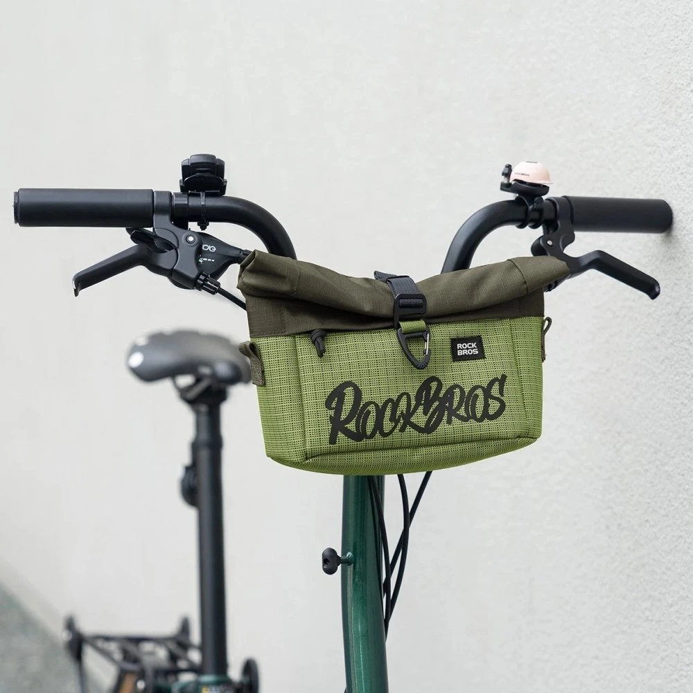 Rockbros W020 Dvigubos paskirties priekinis krepšys, dviračiui/pečiui - Žalias