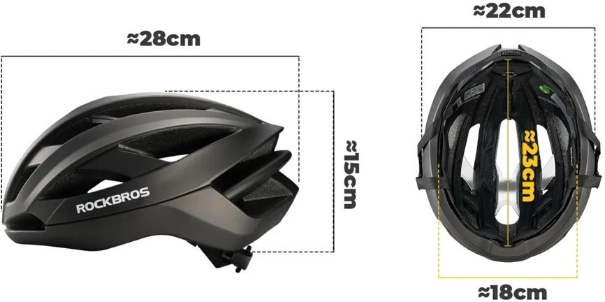 Rockbros LK-69 dviračio šalmas su sustiprintu rėmu 58-62 cm - Juodas