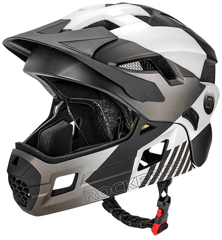 Rockbros TS-61 10110061005 Vaikiškas dviračio šalmas su nuimamu smakru, S dydis (48-54) - pilkas