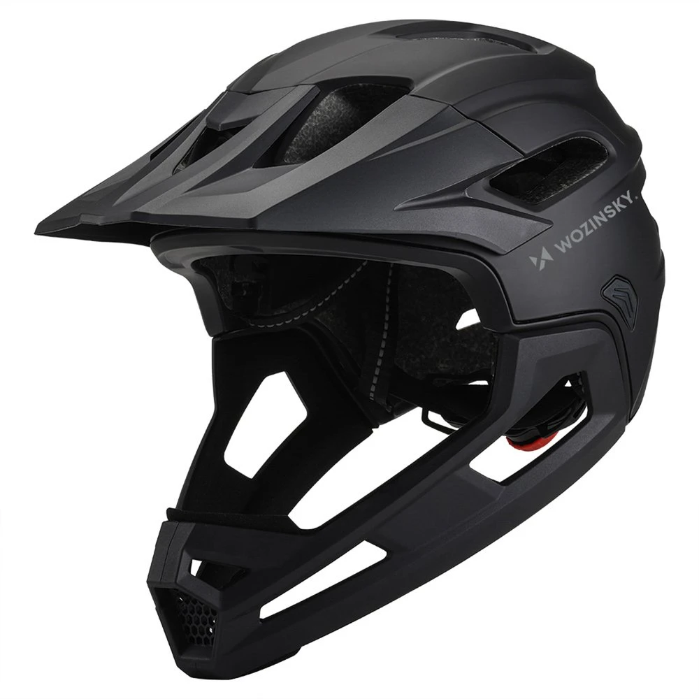 Dviratininko šalmas fullface Wozinsky su odpinanym daszkiem lekki 57-62 cm - juoda