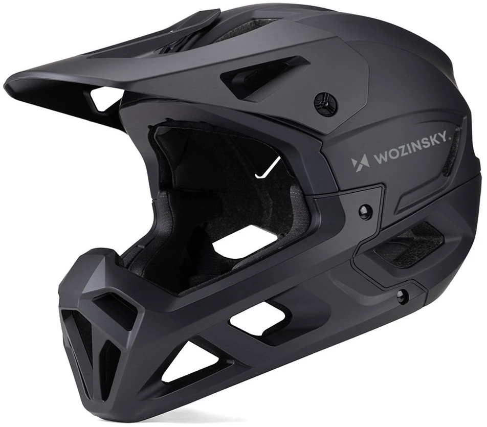 Dviratininko šalmas fullface Wozinsky su odpinanym daszkiem 57-59 cm - juoda