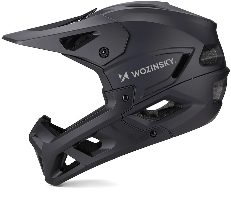 Dviratininko šalmas fullface Wozinsky su odpinanym daszkiem 57-59 cm - juoda