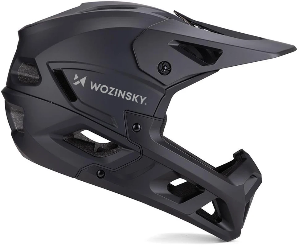 Dviratininko šalmas fullface Wozinsky su odpinanym daszkiem 57-59 cm - juoda