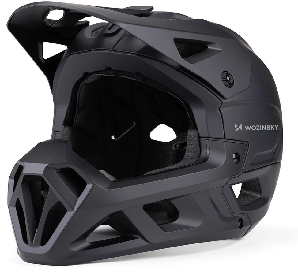 Dviratininko šalmas fullface Wozinsky su odpinanym daszkiem 57-59 cm - juoda