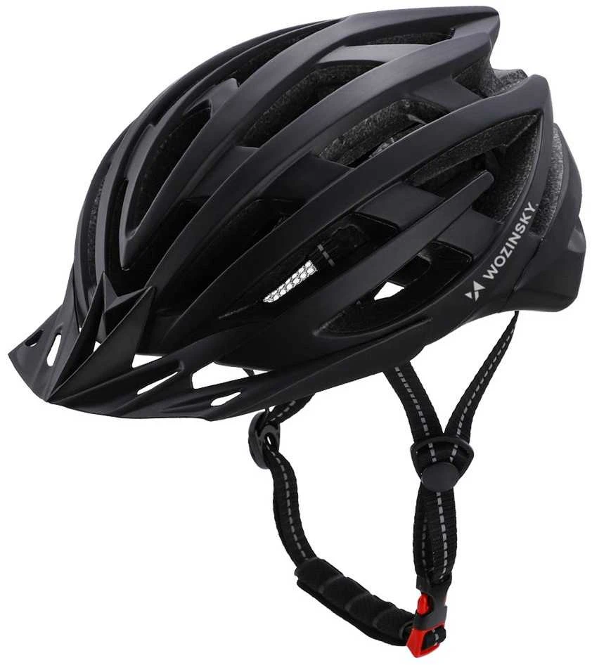 Dviratininko šalmas MTB Wozinsky su odpinanym daszkiem i tylną lampką USB 57-62 cm - juoda