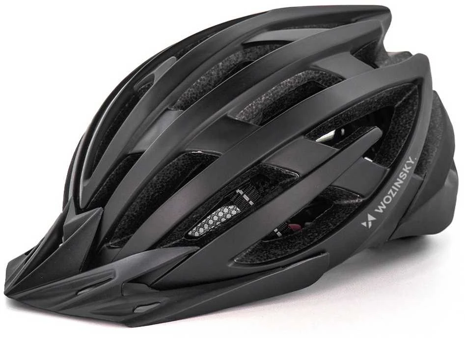 Dviratininko šalmas MTB Wozinsky su odpinanym daszkiem i tylną lampką USB 57-62 cm - juoda