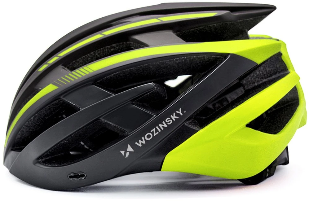 Wozinsky MTB dviračio šalmas su nuimamu skydeliu ir galiniu USB žibintu L - Juodas ir Geltona
