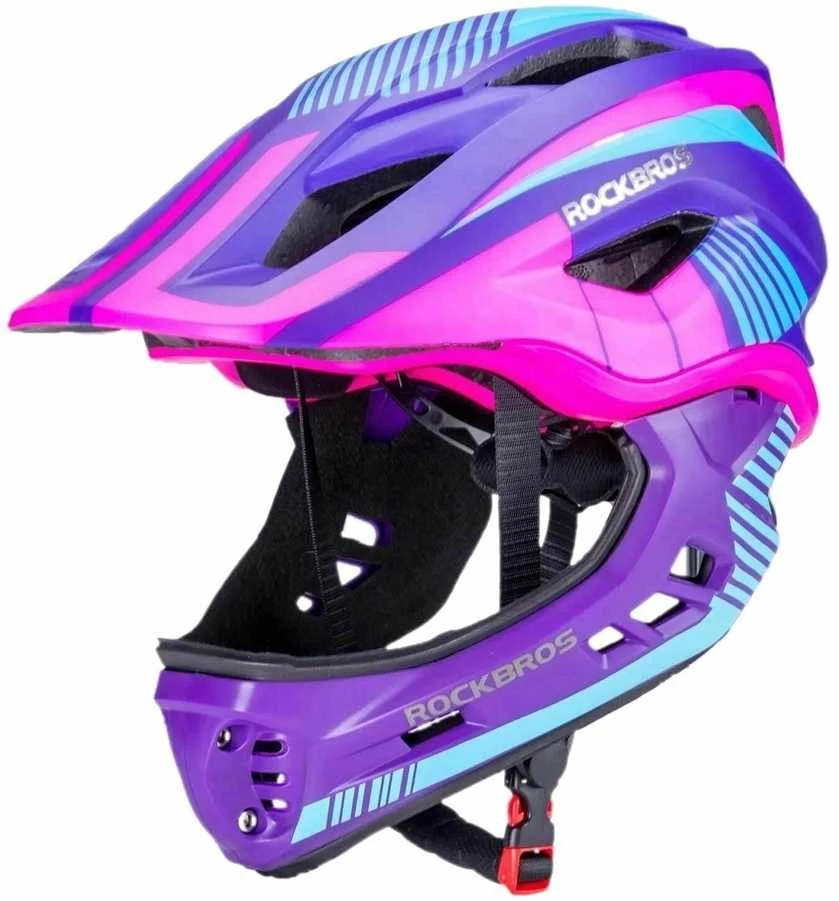 Rockbros TT-32SBPP-S dziecięcy su odpinaną szczęką dydis S - violetinė-rožinė
