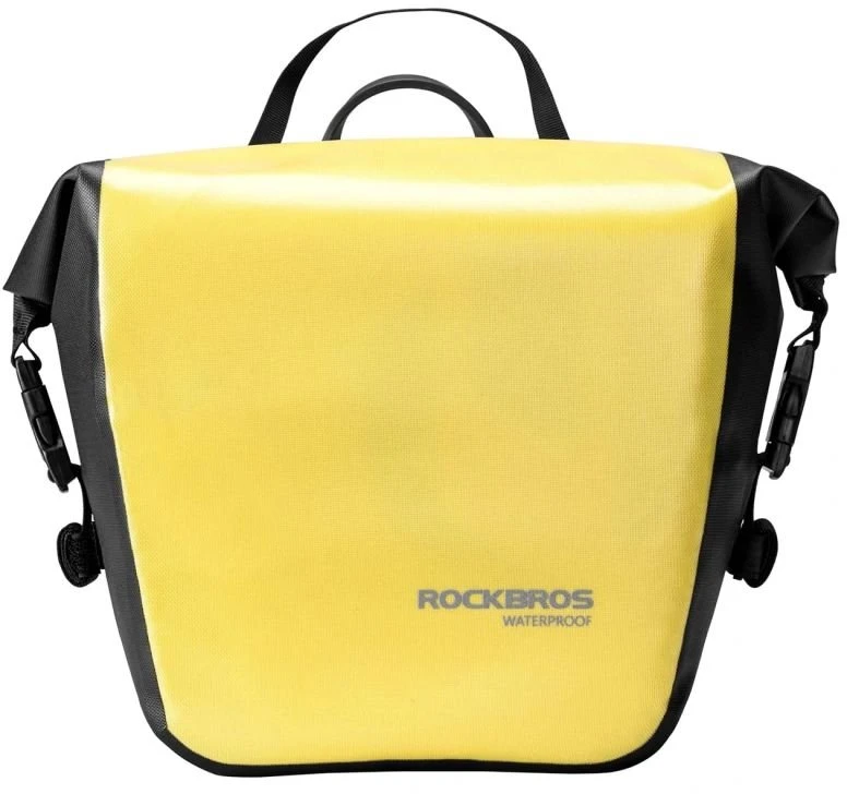Rockbros AS-003-1Y vandeniui atsparus dviračio krepšys su pečių dirželiu, tvirtinamas priekyje/gale, 10–14 l – geltonas