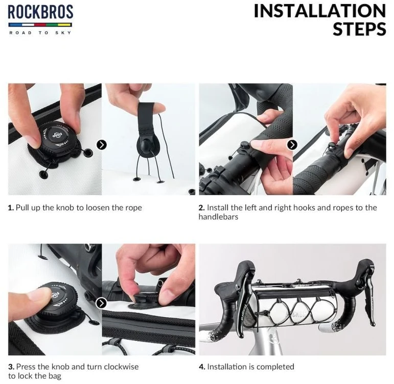 Dviračio vairo krepšys ROCKBROS TL002, juodas