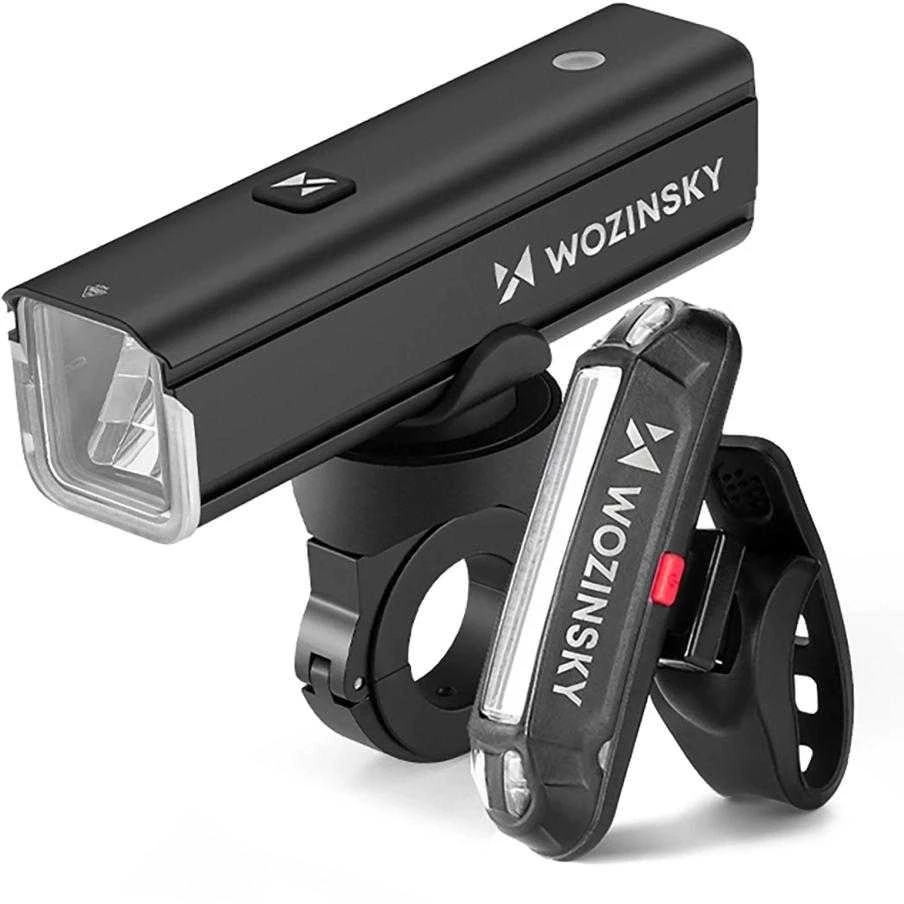 Wozinsky WSBLB3 priekinis (1000 lm) ir galinis USB-C dviračio žibintų komplektas – juodos spalvos